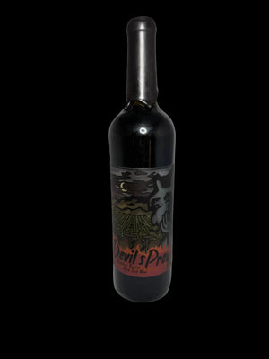 Wine bottle with label on a white background