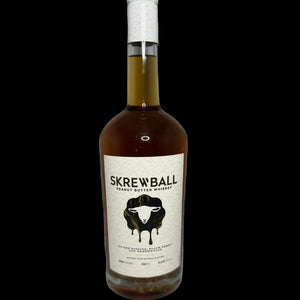 Skrewball whiskey bottle on a gray background