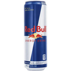 Red Bull energy drink can on a white background